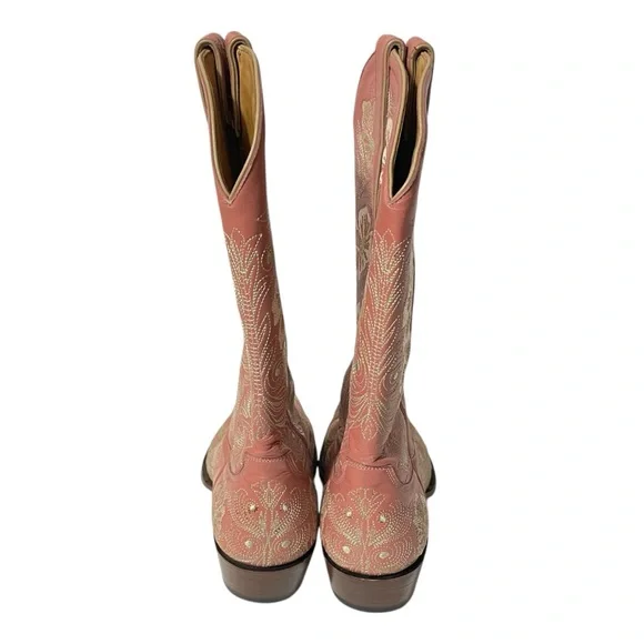Old Gringo Boots Pink Embroidered Flowers Womens 8 Cowgirl Bride Princess Barbie - Picture 5 of 8